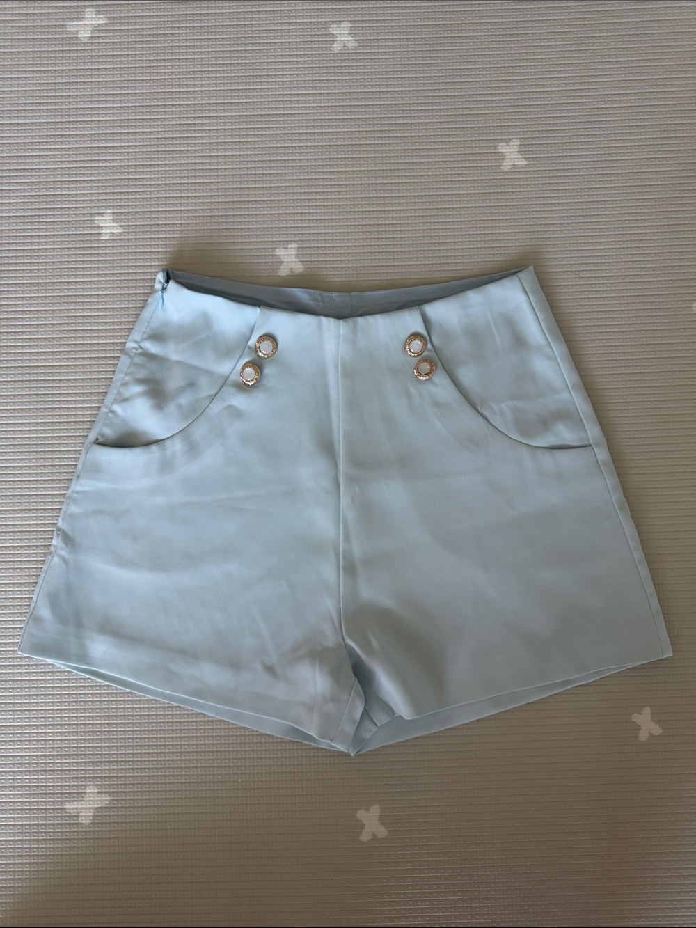 Southern Saint Sail Coast - High-Waist Light Blue Women’s Sailor Style Shorts